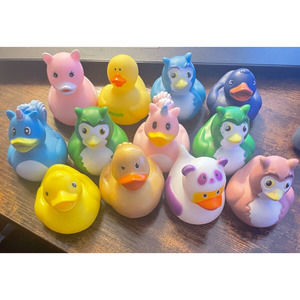 Mixed Lot of 12 Collectible Rubber Duckies Ducks Oriental trading Rinco BMI